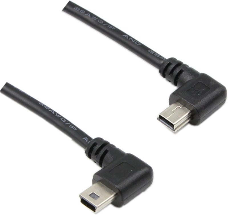 CERRXIAN 9Inch Mini USB Cable Combo Mini USB Right Angle  Left Angle Male to USB Type A 20 Right Angle Male Data Sync and Charge Cable Black2Pack R - Image 4