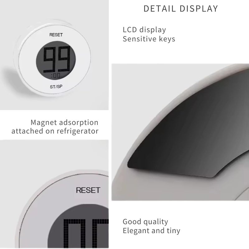 TURBID Digital Kitchen Timers Visual timers Large LED Display Magnetic Countdown Countup Timer for Classroom Cooking Fitness Baking Studying Teaching Easy for Kids and Seniors White - Image 3