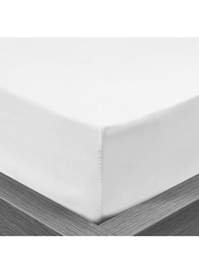 Hotel Linen Klub Twin Fitted Sheet 1Pc 100 Percent Cotton 300Tc Sateen Plain Size: 100X200+25Cm White  - Image 2