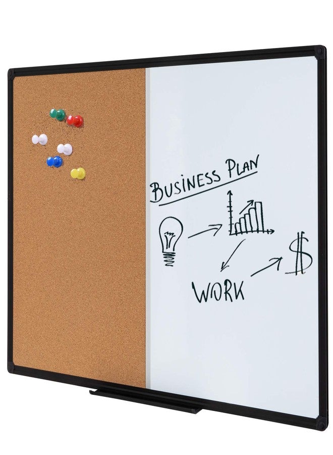 DexBoard 36 x 24 Inch Cork & Dry Erase Combo Board - Magnetic Whiteboard & Bulletin Board Combination - Hanging or Wall-Mounted for Office, Classroom, Home - Black Aluminum Frame - Image 1