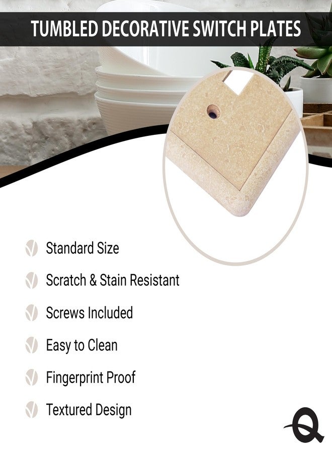 Questech Light Switch Cover, Single Toggle Wall Plate for Electrical Outlets, 1-Gang Single Switch Plates Standard Size Receptacle Cover, Decorative Tumbled Texture, Travertine - Image 3