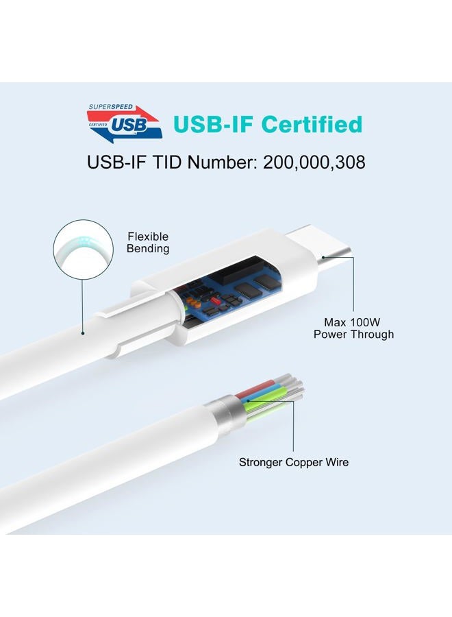 IFEART 10ft 100W/5A USB C to C Charging Cable, Cord Compatible with MacBook Pro 16, 14, 15, 13 inch, New Air 2020/2019/2018, USBC iPad Pro 12.9/11, Mini 6 2021, Air 4 2020, USB-IF Certified - Image 4