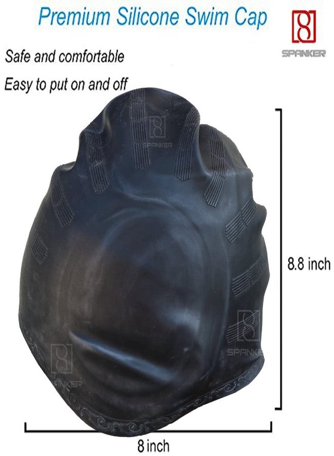 Spanker Unisex Swim Cap with 3D Ear Protection, Durable Flexible Silicone Swimming Hat for Short/Long Hair with Ear Plugs&Nose Clip, Black SSTP - Image 5