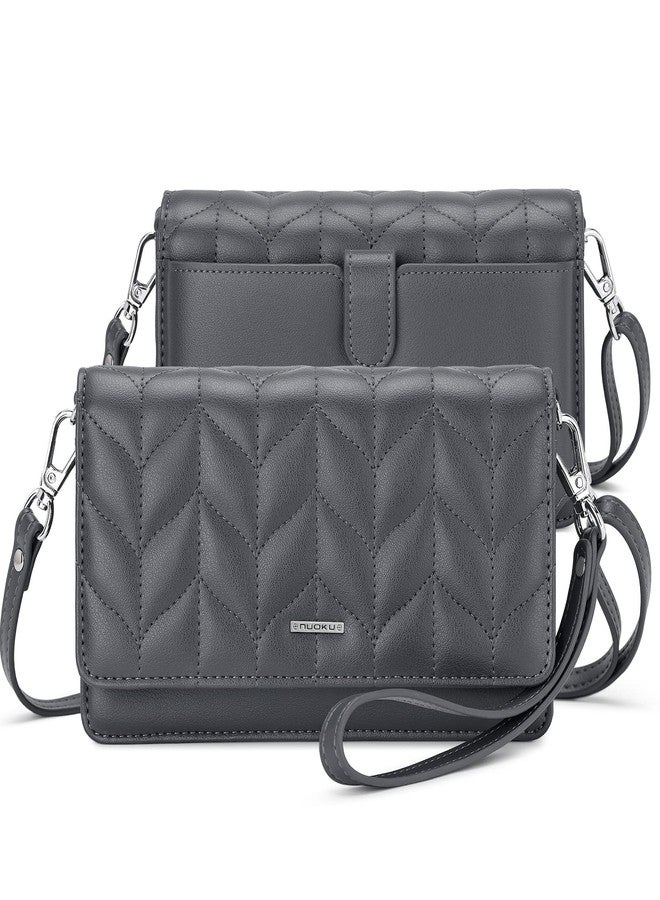 nuoku Small Crossbody Bags for Women, Mini Cell Phone Purse, Removable Rfid Blocking Card Holder, Your Gray Quilted - Image 1