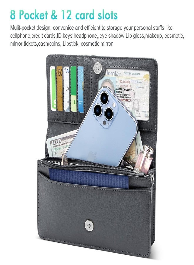 nuoku Small Crossbody Bags for Women, Mini Cell Phone Purse, Removable Rfid Blocking Card Holder, Your Gray Quilted - Image 2