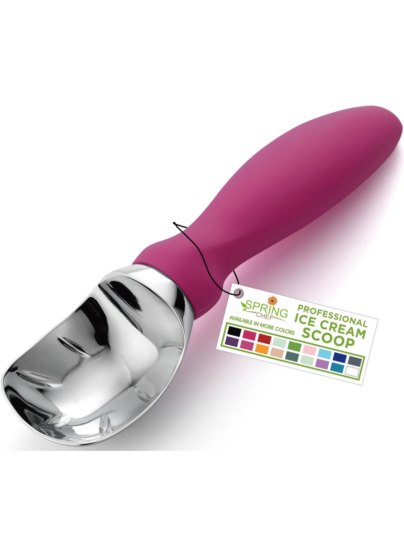 Spring Chef Spring Chef Heavy Duty Metal Ice Cream Scoop with NonSlip Handle Premium Ice Cream Spade for Frozen Yogurt Gelato Sorbet Sundae Melon Cookie Dough  Dishwasher Safe Kitchen Tool  Magenta 