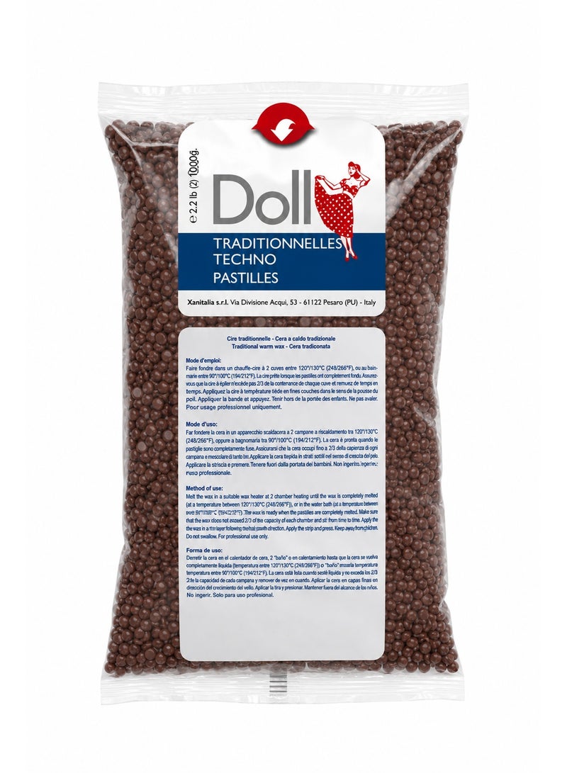 Doll Traditional Wax Pastilles, Chocolate Hard Wax Beads for Hair Removal, 1000g - Image 1