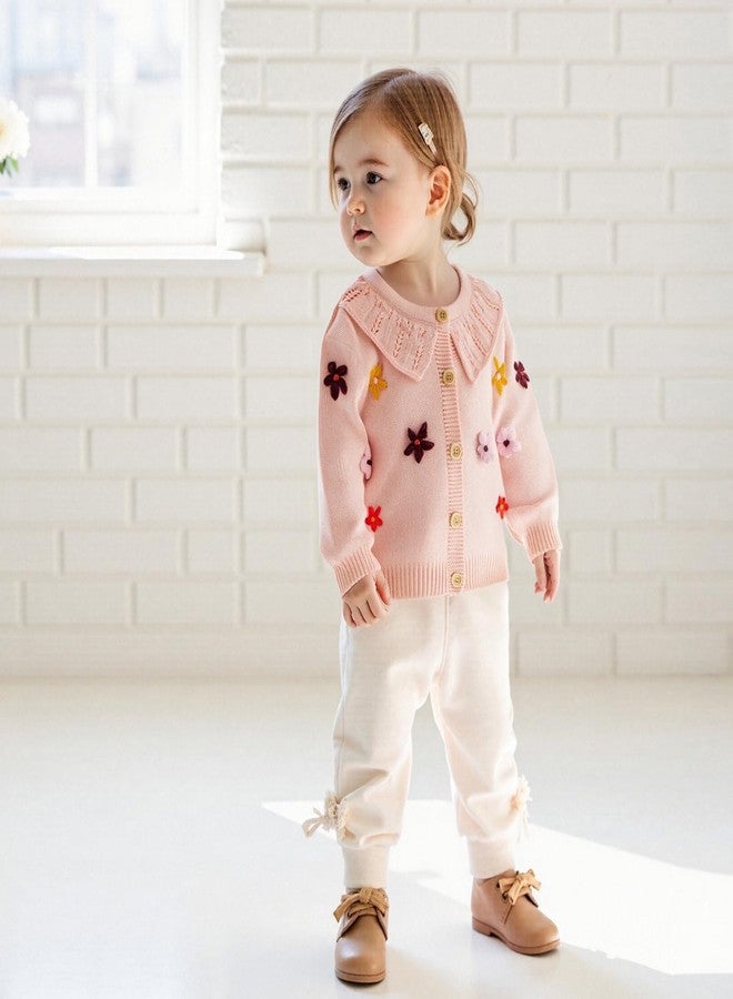 MERSARIPHY Toddler Infant Baby Girl Cardigan Sweater Button Down Long Sleeve Bows/Flowers Knit Outfits Fall Winter Clothes (Dark Pink, 3-4 Years) - Image 3