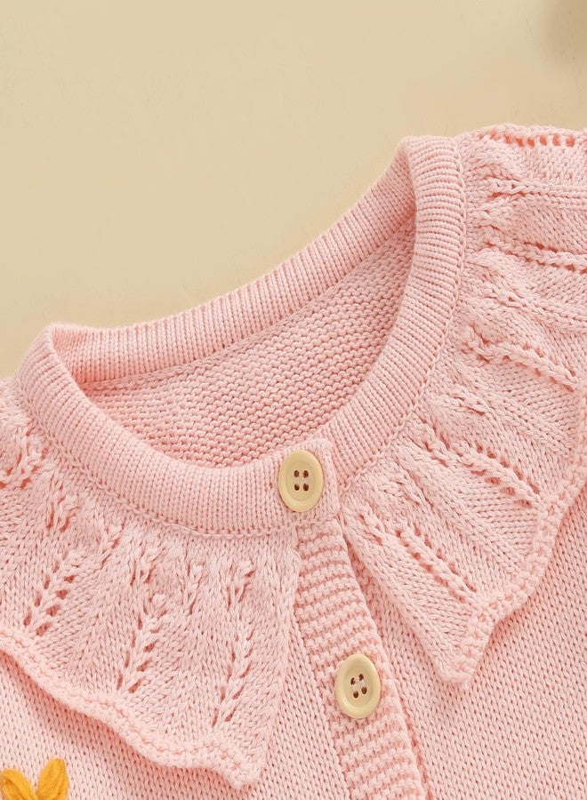 MERSARIPHY Toddler Infant Baby Girl Cardigan Sweater Button Down Long Sleeve Bows/Flowers Knit Outfits Fall Winter Clothes (Dark Pink, 3-4 Years) - Image 5