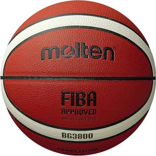 Molten BG3800 Basketball, Indoor, FIBA Approved, Composite Leather, Size 7, Suitable for Boys Age 14 & Adult, Orange/Ivory - Image 1