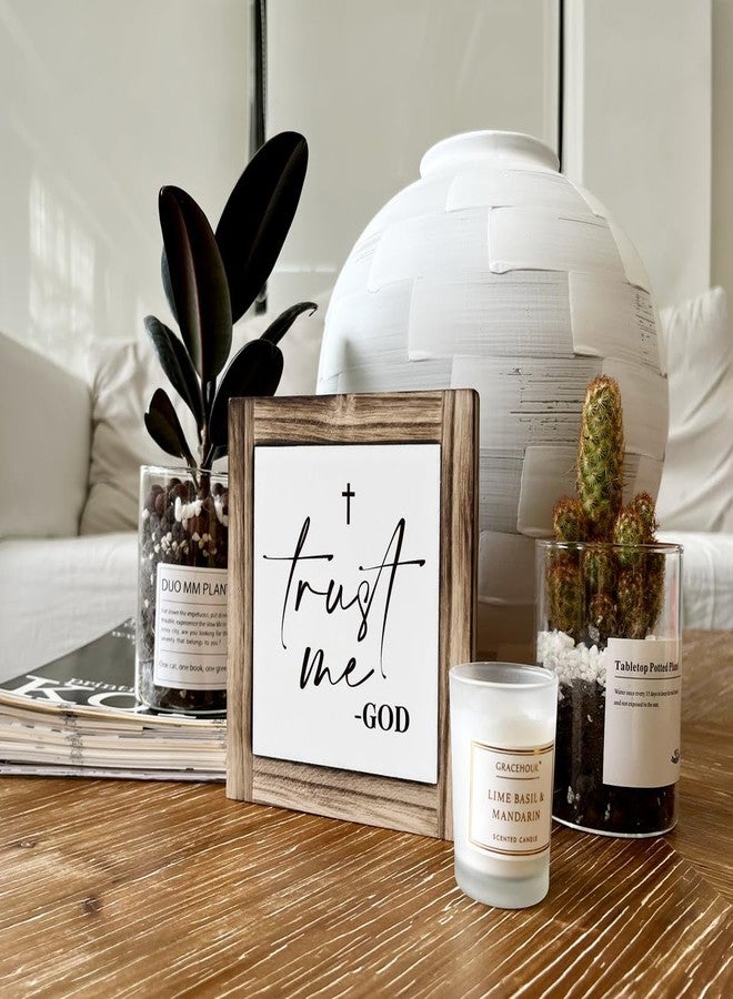 XJCUG Christian Sign, Box Wood Plaques Desk Décor, Inspirational Plaques and Signs, Religious Sign, Christian Wooden Box Sign, Rustic Decor for Home Living Room, Farmhouse Table Decor, Trust Me God Sign - Image 5
