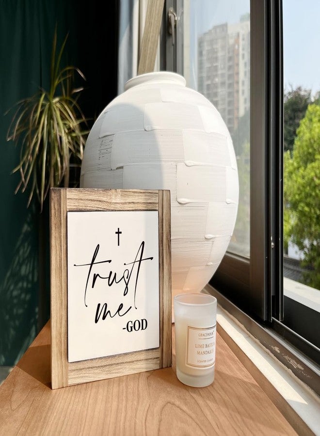 XJCUG Christian Sign, Box Wood Plaques Desk Décor, Inspirational Plaques and Signs, Religious Sign, Christian Wooden Box Sign, Rustic Decor for Home Living Room, Farmhouse Table Decor, Trust Me God Sign - Image 4