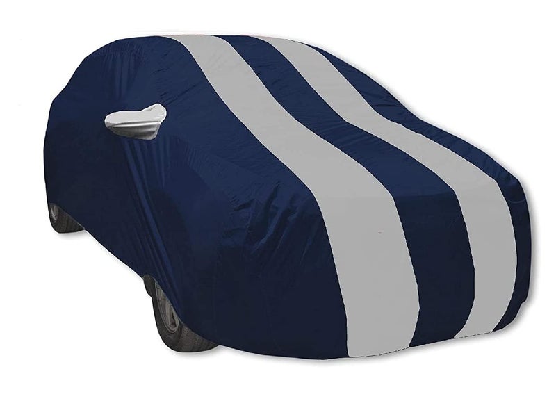 Auto Hub Car Cover Compatible with Tata Nexon with Mirror Pocket, Water Resistant, Triple Stitched, Nexon Car Cover- Navy-Silver - Image 1