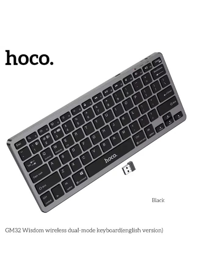 هوكو لوحة مفاتيح لاسلكية ثنائية الوضع GM32 Wisdom باللون الأسود - Image 1