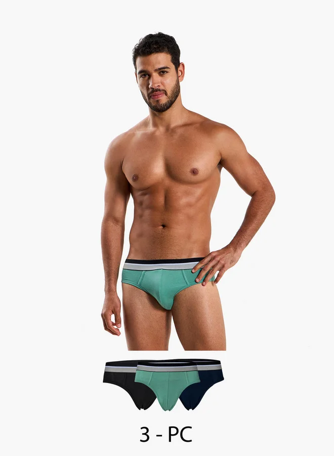 Splash FAV Men Contrast Waistband Cotton Briefs - Pack of 3