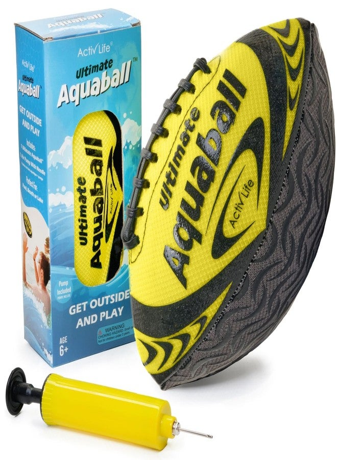 Activ Life Water Football for Pool, Beach, Outdoor, 9.5-inch Waterproof Pool Toys for Kids, Heavy-Duty Water Ball, Double Lacing for Easy Grip, Lake Toys for Sports & Family Games - Yellow - Image 1
