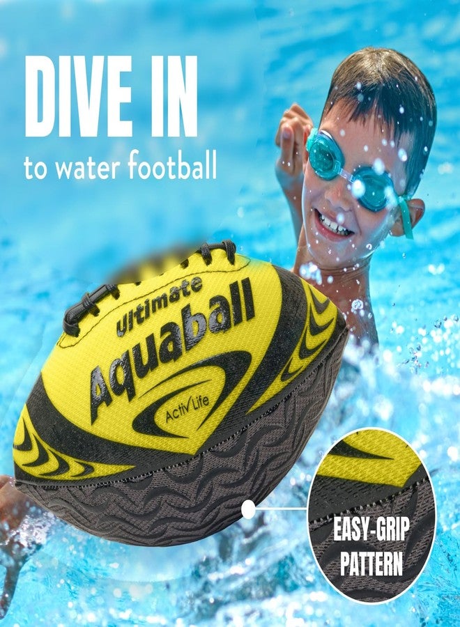 Activ Life Water Football for Pool, Beach, Outdoor, 9.5-inch Waterproof Pool Toys for Kids, Heavy-Duty Water Ball, Double Lacing for Easy Grip, Lake Toys for Sports & Family Games - Yellow - Image 2