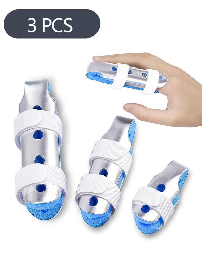 3-Piece Finger Splint, Metal Finger Support Brace for Broken Fingers Straightening Arthritis (3 Size) - Image 1