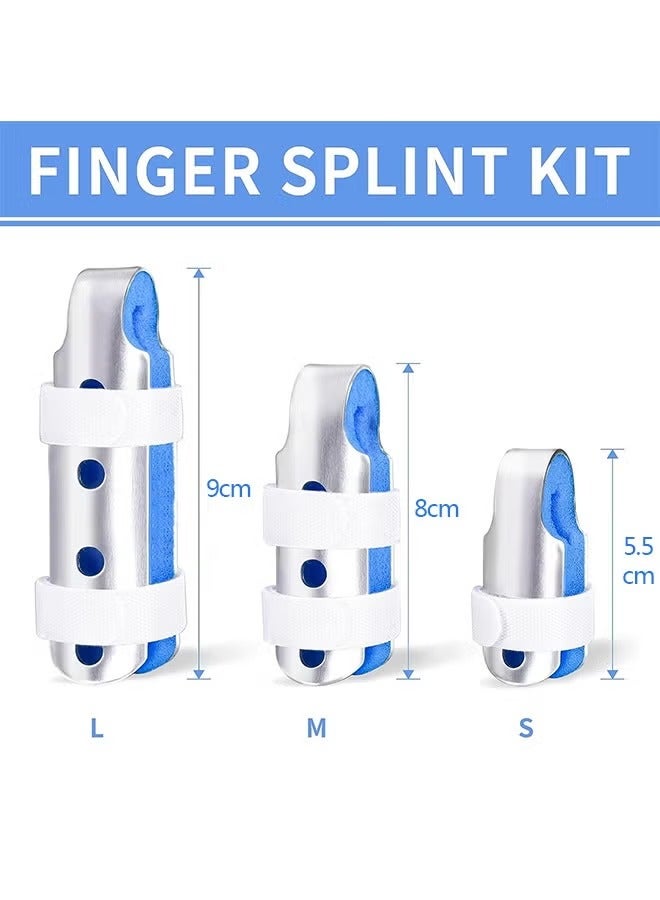 3-Piece Finger Splint, Metal Finger Support Brace for Broken Fingers Straightening Arthritis (3 Size) - Image 2