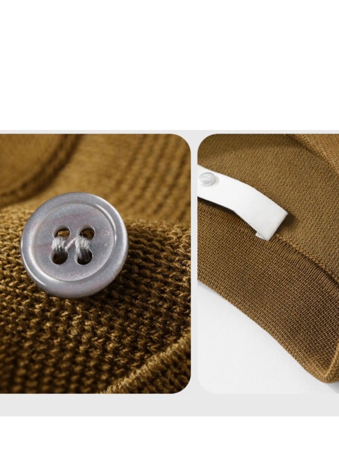 Men's Loose Casual Knitted Short Sleeved T-Shirt Polo  - Image 3