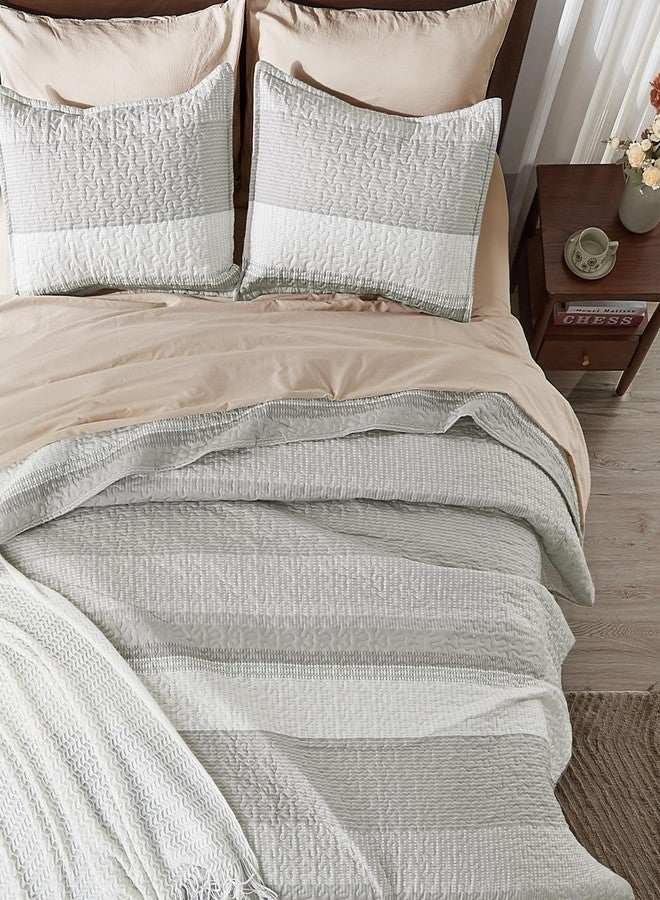 Andency طقم لحاف أندينسي كاليفورنيا كينج - لحاف ناعم خفيف الوزن باللون الرمادي الفاتح - غطاء سرير رمادي فاتح مقاس كاليفورنيا كينج - غطاء سرير لجميع الفصول (يشمل لحاف واحد و2 غطاء وسادة) - Image 5