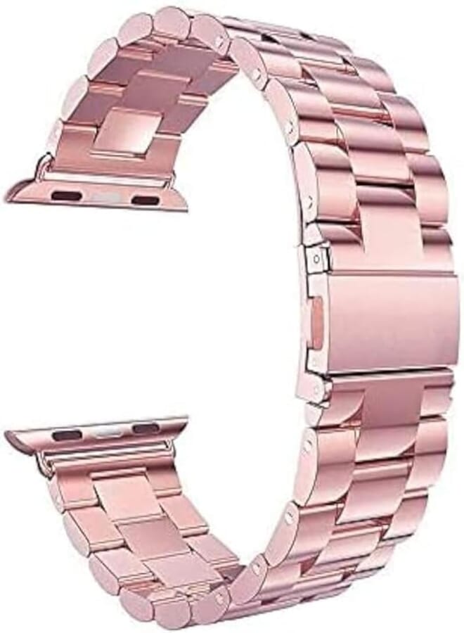 G-Power Stainless Steel Replacement Wrist Band Strap With Elegant Simple Design And High Elasticity Specially For Apple Smart Watches Series 7 - Rose Gold 