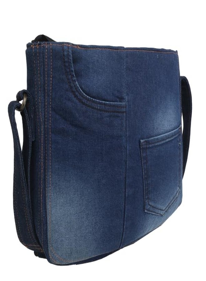 INDHA Denim Patchwork Sling Bag | Eco-Friendly Handmade Crossbody Bag | Stylish Blue Shoulder Bag for Women & Girls - Image 4