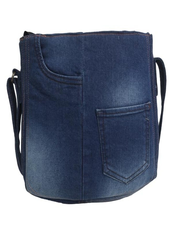 INDHA Denim Patchwork Sling Bag | Eco-Friendly Handmade Crossbody Bag | Stylish Blue Shoulder Bag for Women & Girls - Image 1