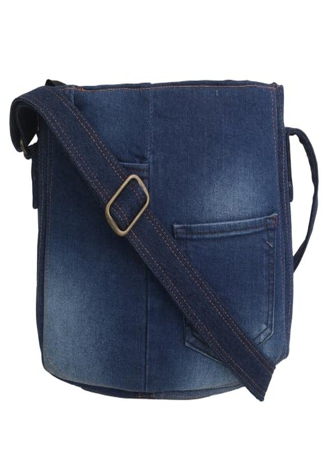 INDHA Denim Patchwork Sling Bag | Eco-Friendly Handmade Crossbody Bag | Stylish Blue Shoulder Bag for Women & Girls - Image 5