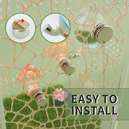 GAGILAND 6pcs Jumping Spider Accessories Glass Ball Hide Habitat Mushroom Platform Spider Webbed Moss Ribbons Decorating Jumping Spiders Enclosure Accessories for Climbing Resting and Exploration - Image 4