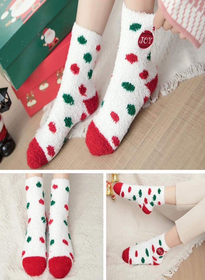 COSYOO Christmas Fuzzy Socks 6 Pairs Cute Coral Fleece Warm Cozy Holiday Slipper Socks XMAS Fluffy Crew Socks for Women GirlS - Image 4