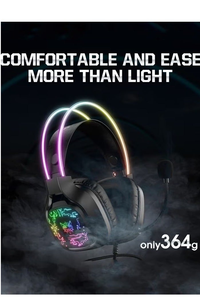 X22 Over-Ear Gaming Wired Headphones,Gaming Headset with Micphone,LED Light RGB Gamer Stereo Earphones for PS4/PS5/XOne/XSeries/NSwitch/PC,Black  - Image 3