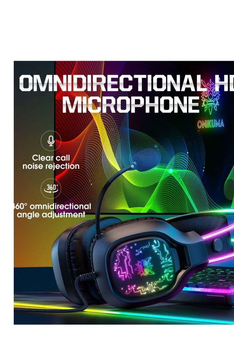 X22 Over-Ear Gaming Wired Headphones,Gaming Headset with Micphone,LED Light RGB Gamer Stereo Earphones for PS4/PS5/XOne/XSeries/NSwitch/PC,Black  - Image 4