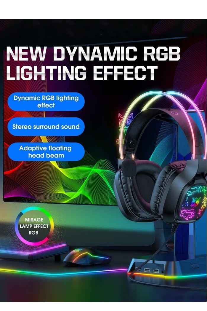 X22 Over-Ear Gaming Wired Headphones,Gaming Headset with Micphone,LED Light RGB Gamer Stereo Earphones for PS4/PS5/XOne/XSeries/NSwitch/PC,Black  - Image 5