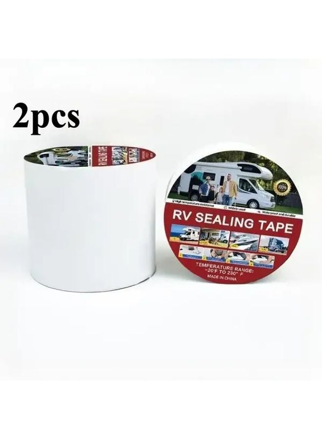 White 5cm x 5m Heavy Duty RV Roof Tape 2pcs UV Resistant Weatherproof Leakproof - Image 4