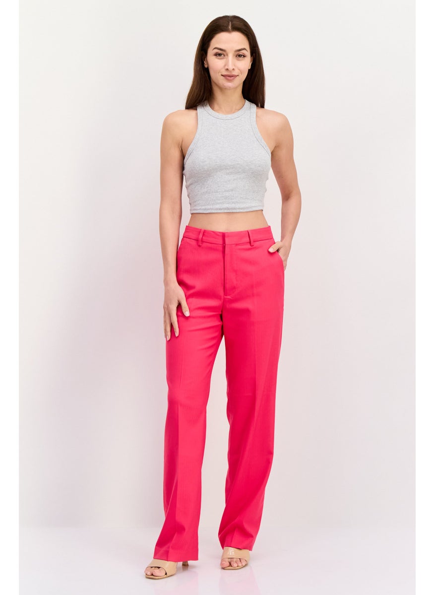 Scotch & Soda Women Regular Fit Solid Straight Leg Pants, Pink  - Image 4