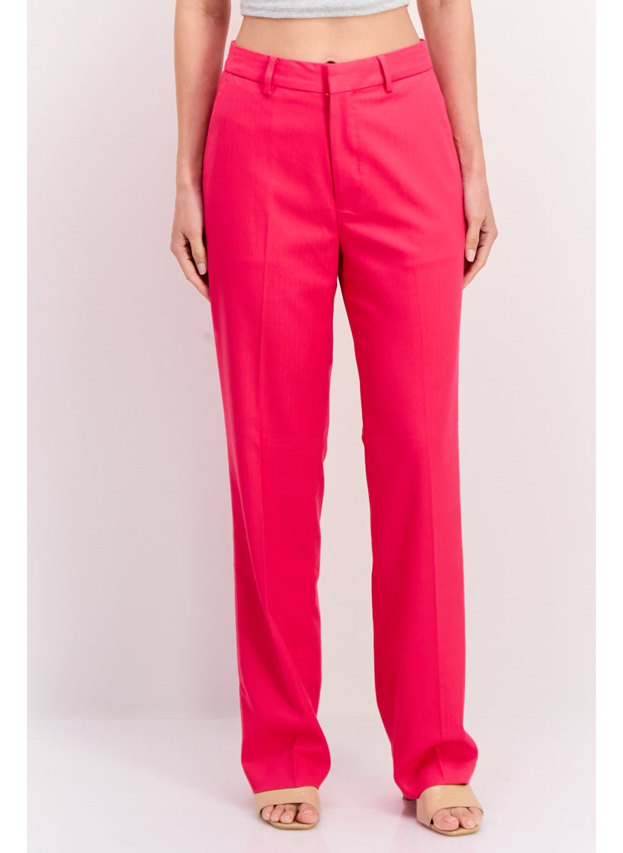 Scotch & Soda Women Regular Fit Solid Straight Leg Pants, Pink  - Image 1