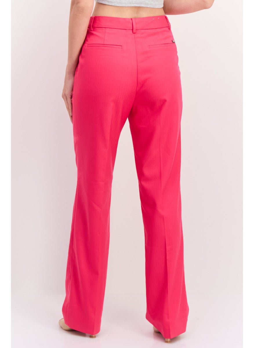 Scotch & Soda Women Regular Fit Solid Straight Leg Pants, Pink  - Image 3