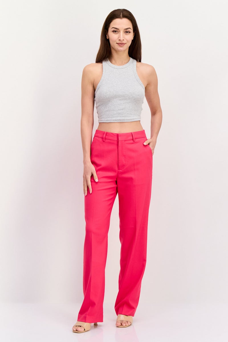 Scotch & Soda Women Regular Fit Solid Straight Leg Pants, Pink - Image 4