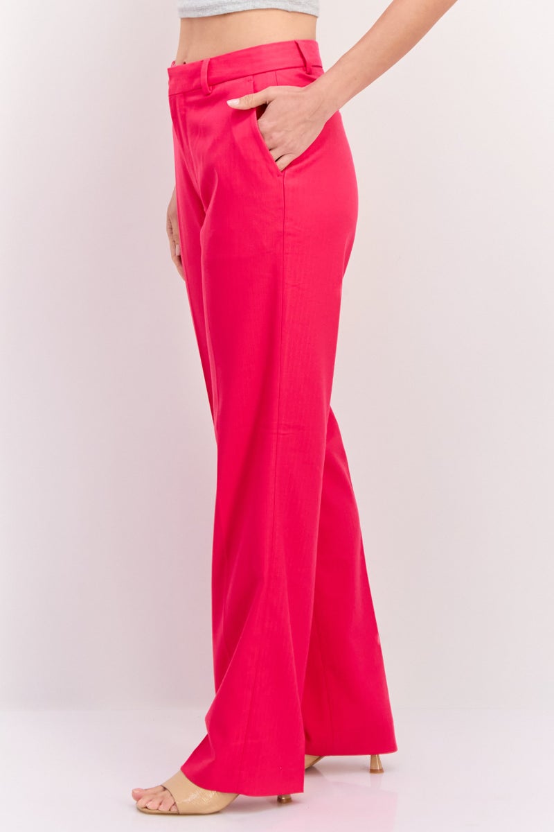 Scotch & Soda Women Regular Fit Solid Straight Leg Pants, Pink - Image 2