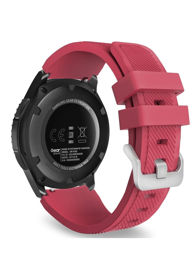 Silicone Band 20MM Strap For Samsung Gear Sport/Watch 6/5/4/5 Pro 45mm/S2 classic/active 2 40mm 44mm/Amazfit GTS/2/2e/GTS3/3 Pro/2 Mini/3 Mini/Bip 3/Bip 3 ProRose red - Image 1