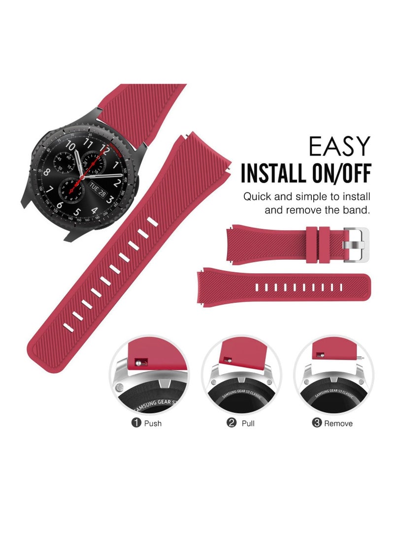 Silicone Band 20MM Strap For Samsung Gear Sport/Watch 6/5/4/5 Pro 45mm/S2 classic/active 2 40mm 44mm/Amazfit GTS/2/2e/GTS3/3 Pro/2 Mini/3 Mini/Bip 3/Bip 3 ProRose red - Image 5