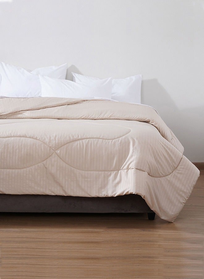 Pan Home لحاف ستريا مخطط من الألياف الدقيقة الساتان |بيج| بوليستر|150×220 سم - Image 1