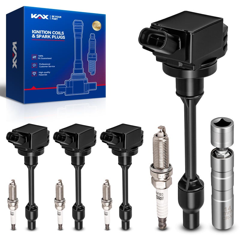 KAX OEM Performance Set of 4 Ignition Coil Pack & Iridium Spark Plugs w/Tool for Toyota RAV4 2019-2023, Camry 2018-2023 2.5L, Corolla 2020-2022 1.8L, Lexus NX250 2022-2023 ES250 2021-2023 UF848 - Image 1