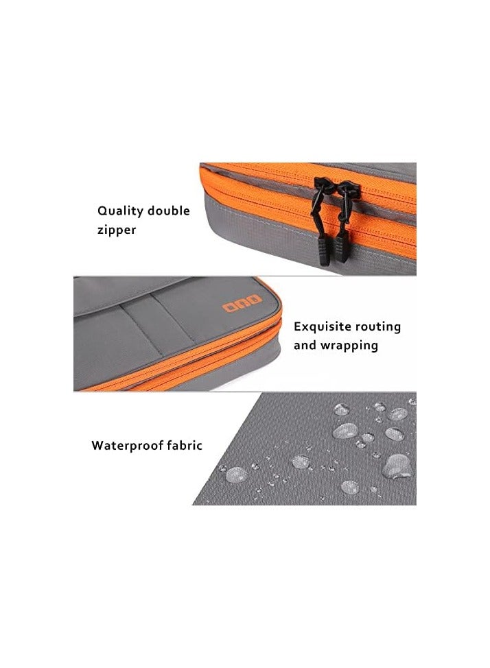 Gocokia Double Layers Large Capacity Travel Electronic Accessories Organizer Bag, 2 Front Pockets Travel Gadget Carry Case, Perfect Size Fit for iPad,iPhone,Cables,Power Bank,Tablet(10.2’’)-Grey - Image 5