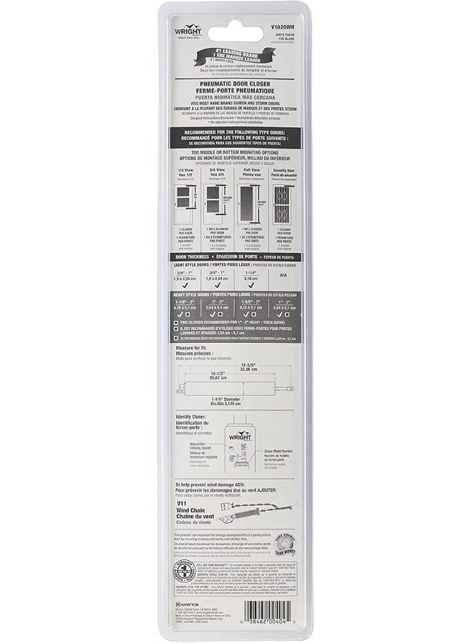 Wright Products V1020WH Standard Duty Pneumatic Closer, White - Image 3