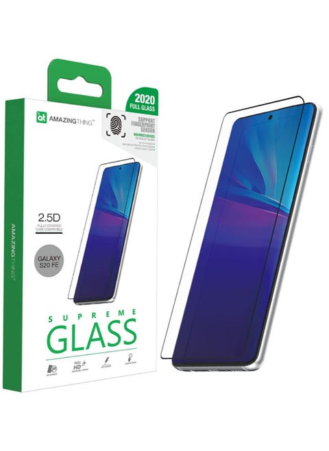 Fully Covered 2.5D Supreme Tempered Glass Screen Protector for Samsung Galaxy S20 FE -  Ex Bullet Fingerprint Sensor Compatible