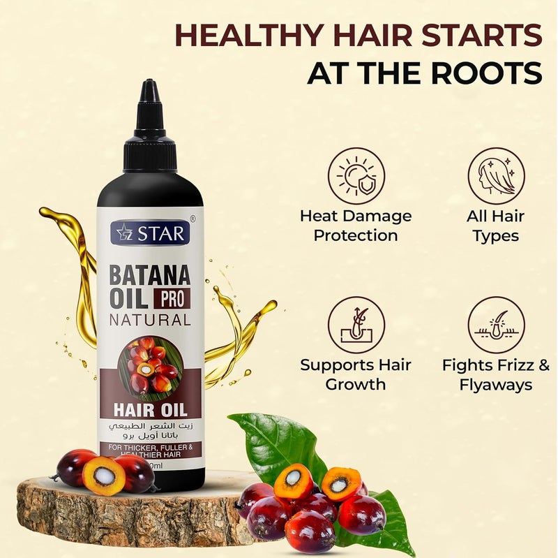 SZ Star Batana Hair Oil 250ml - Leave In Treatment for Hair Growth & Repair - Strengthens Roots, Reduces Breakage, Restores Shine & Moisture - Lightweight Formula for Men & Women - Image 3