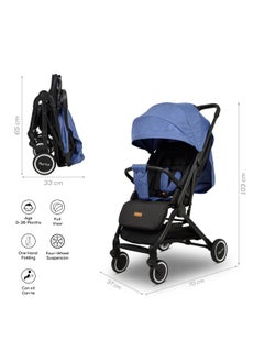 Nurtur Baby Stroller 0 To 36 Months Storage Basket One -Hand Fold Design 5 Point Safety Harness Eva Wheels Black Blue  - Image 5