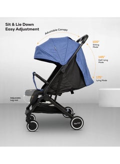 Nurtur Baby Stroller 0 To 36 Months Storage Basket One -Hand Fold Design 5 Point Safety Harness Eva Wheels Black Blue  - Image 2